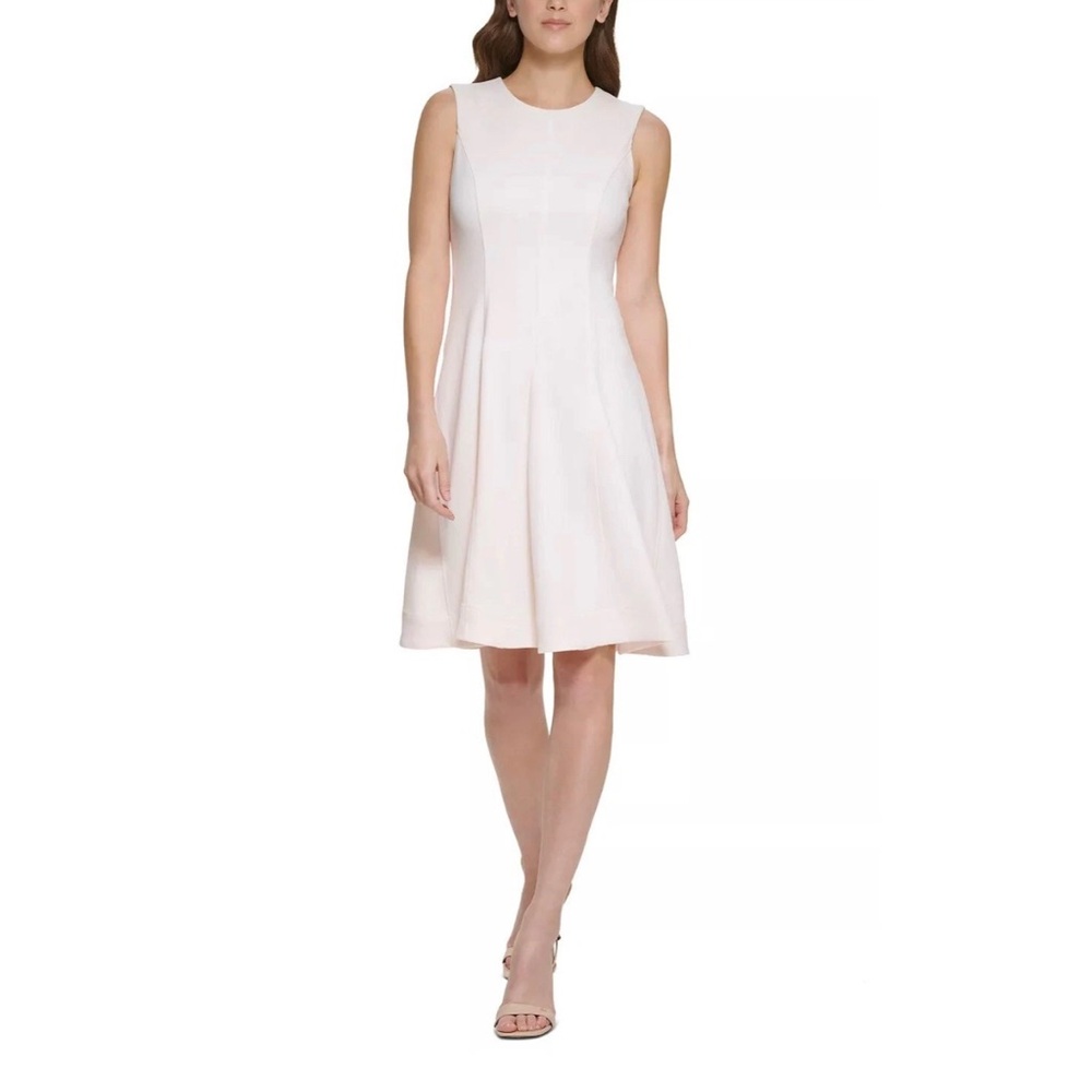 CALVIN KLEIN Petite Scuba Crepe A Line Dress Color Blossom Size 10